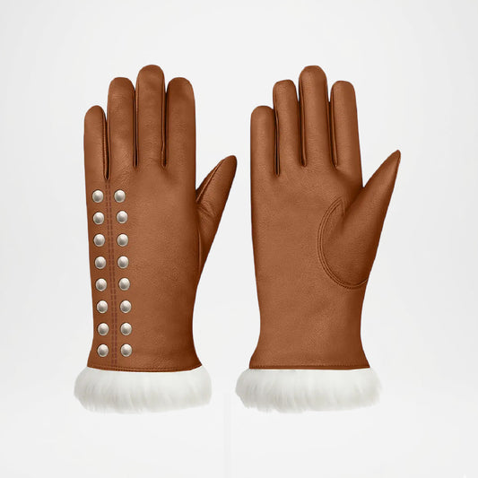 Women's Winter Leather Gloves with Cashmere Lining