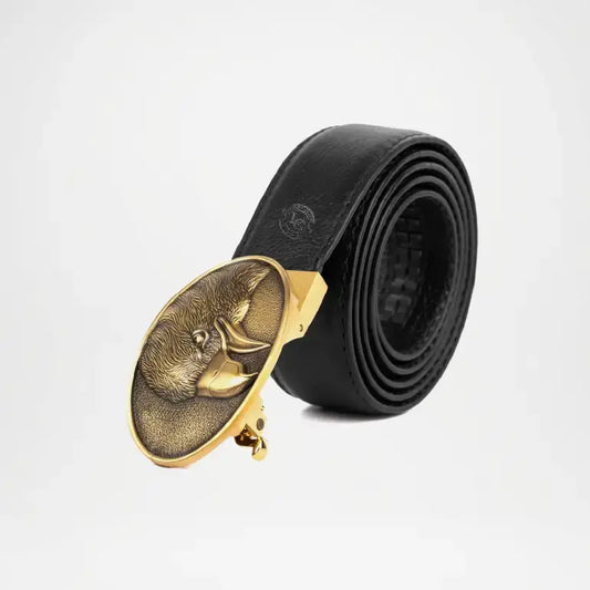 Eagle Leather Belt for Men with Gold Eagle Head Buckle