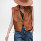 Grace Women’s Brown Leather Vest Classic Everyday Leather Vest
