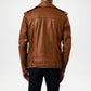 men's brown leather biker jacket