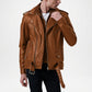 men's brown biker jacket