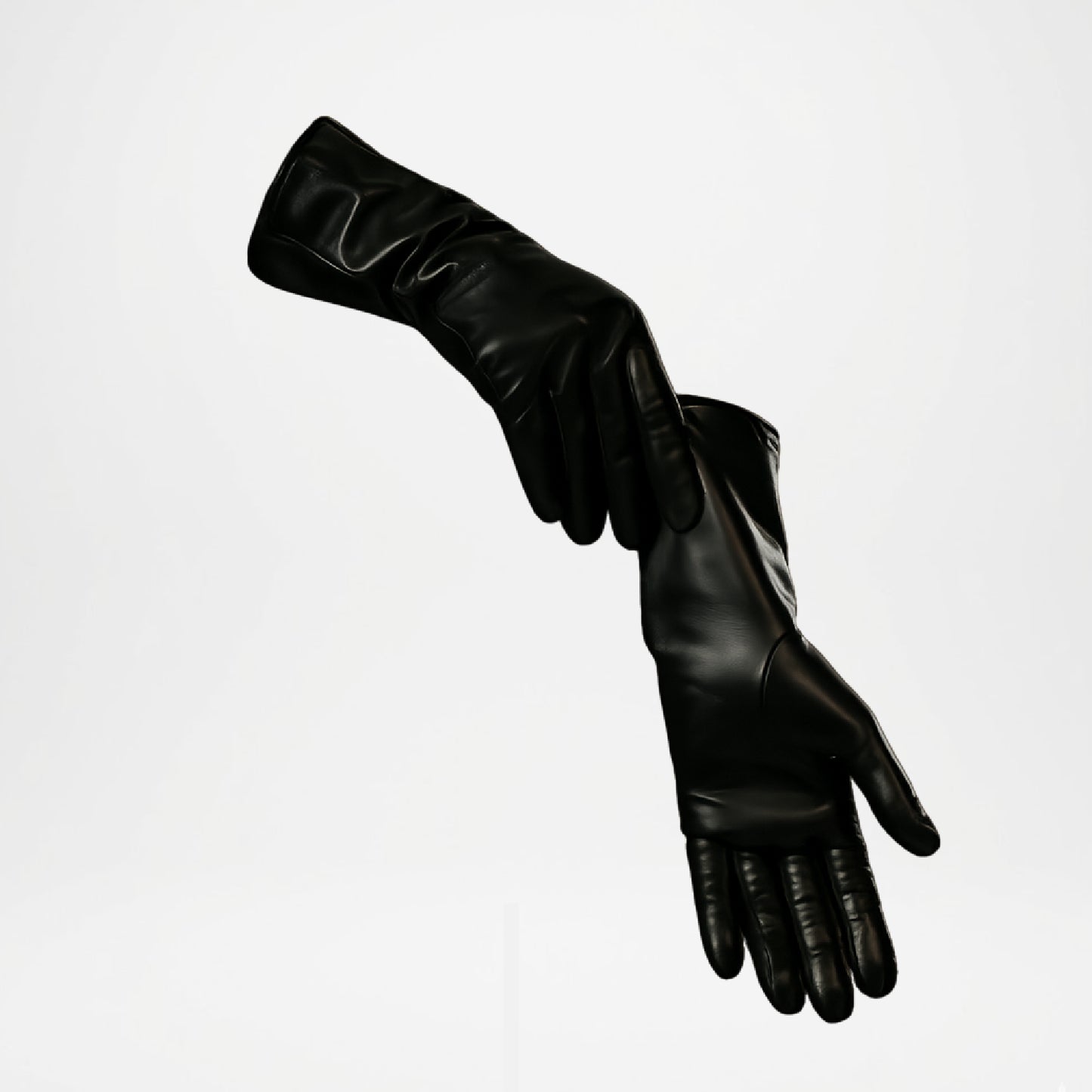 Camilla Black Long Leather Gloves with Cashmere Lining