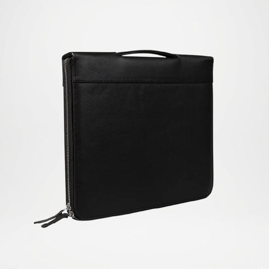 Eclectic Black Leather Portfolio Case