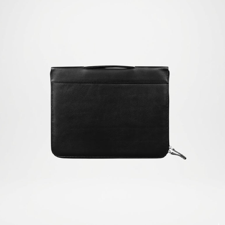 Eclectic Black Leather Portfolio Case