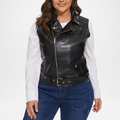Jazmine Women’s Black Leather Vest