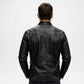 Black Leather Biker Jacket Mens Ionic Style