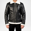 black shearling collar bomber jacket