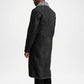 Black Shearling Leather Trench Coat for Men