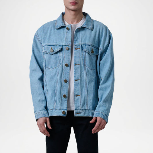 men's oversized denim trucker jacket