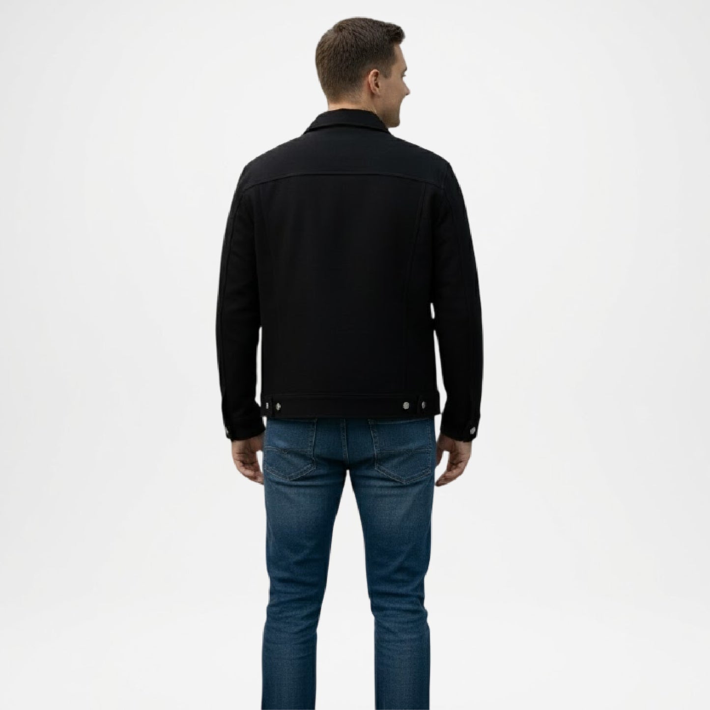 Black Utility Trucker Jacket for Men