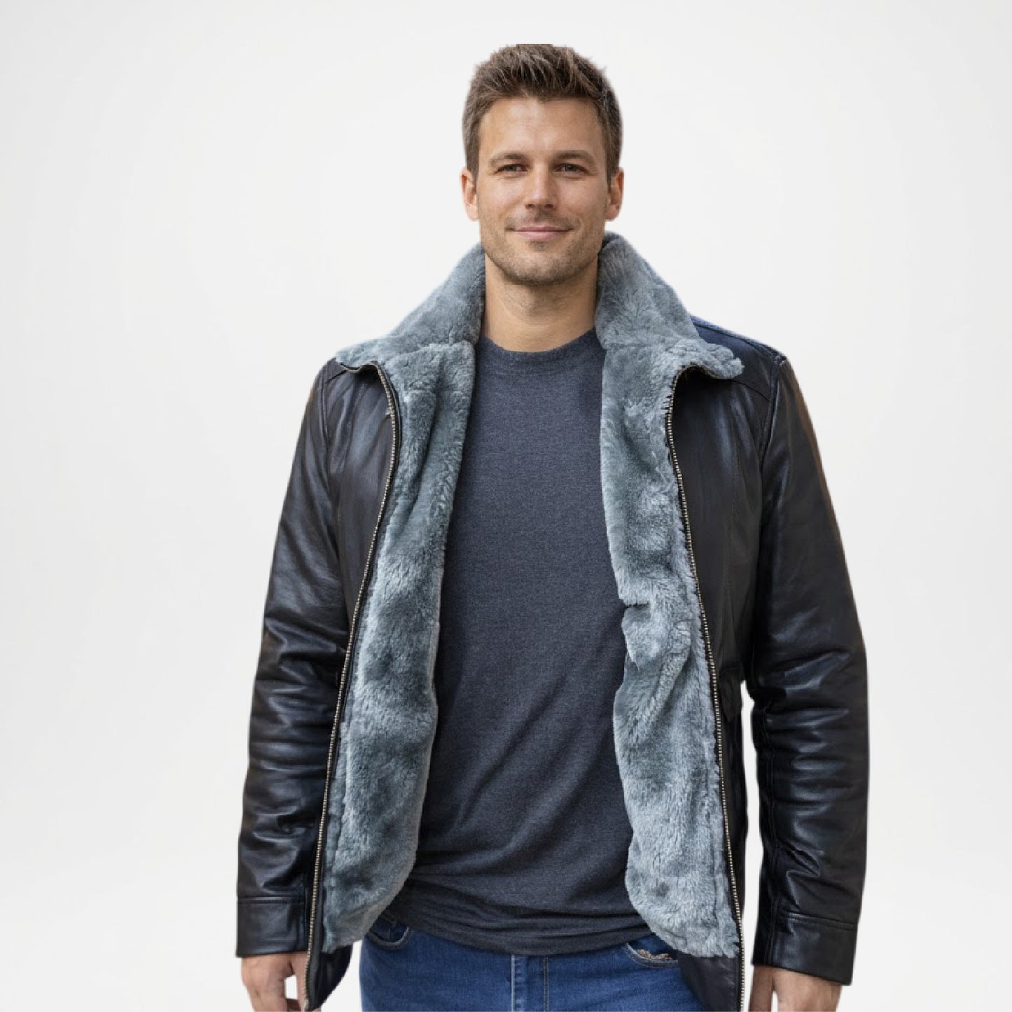 Timberline Black Fur Lined Bomber Jacket for Men