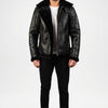 black shearling bomber jacket