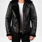 black shearling bomber jacket mens