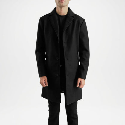 Black Wool Coat for Men