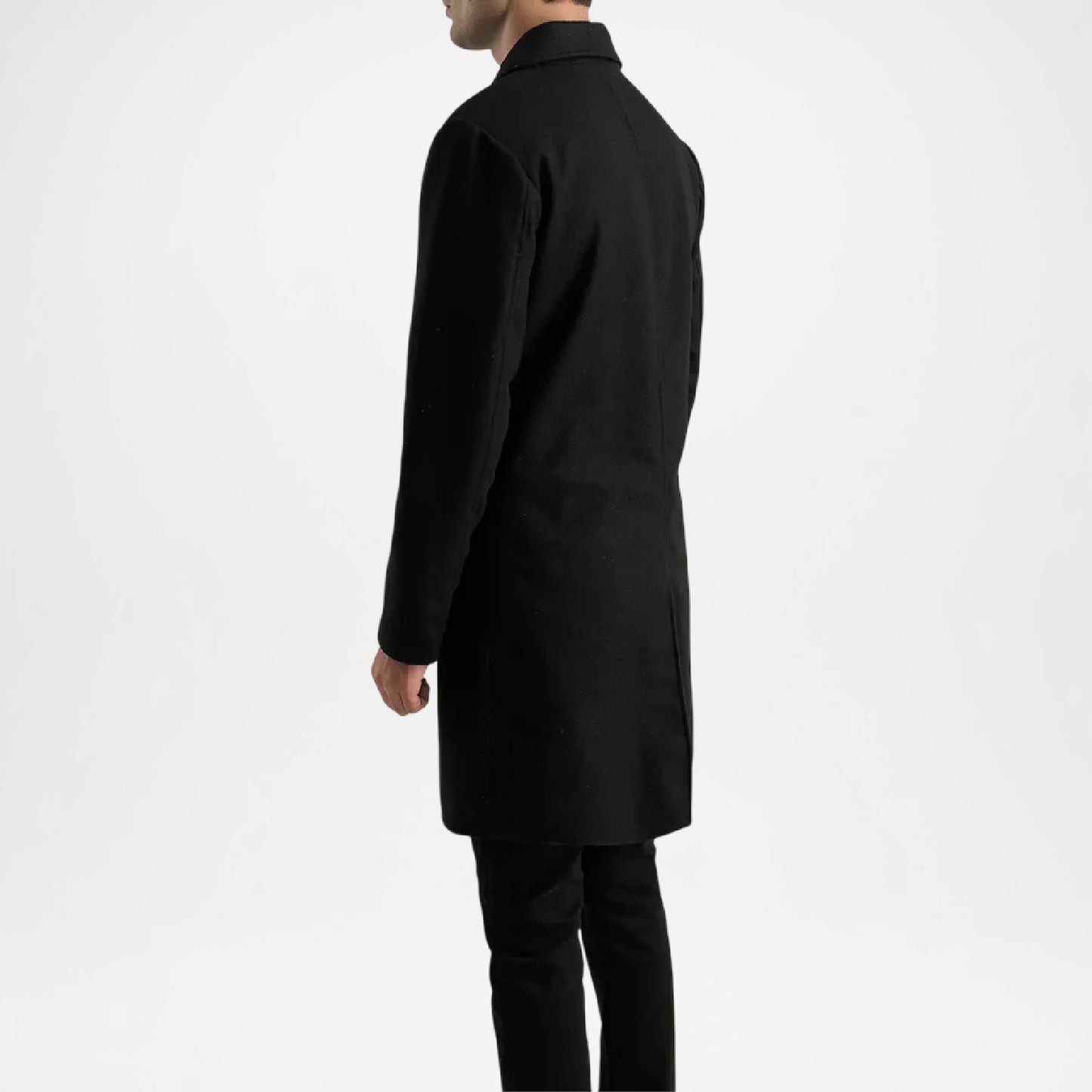 Black Wool Coat for Men