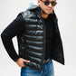 black leather puffer jacket vest
