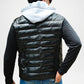 black puffer jacket vest with hood