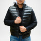 black puffer vest with hood men's