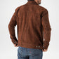 Chocolate Brown Suede Trucker Jacket for Men