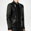 Black Studded Biker Leather Jacket for Men