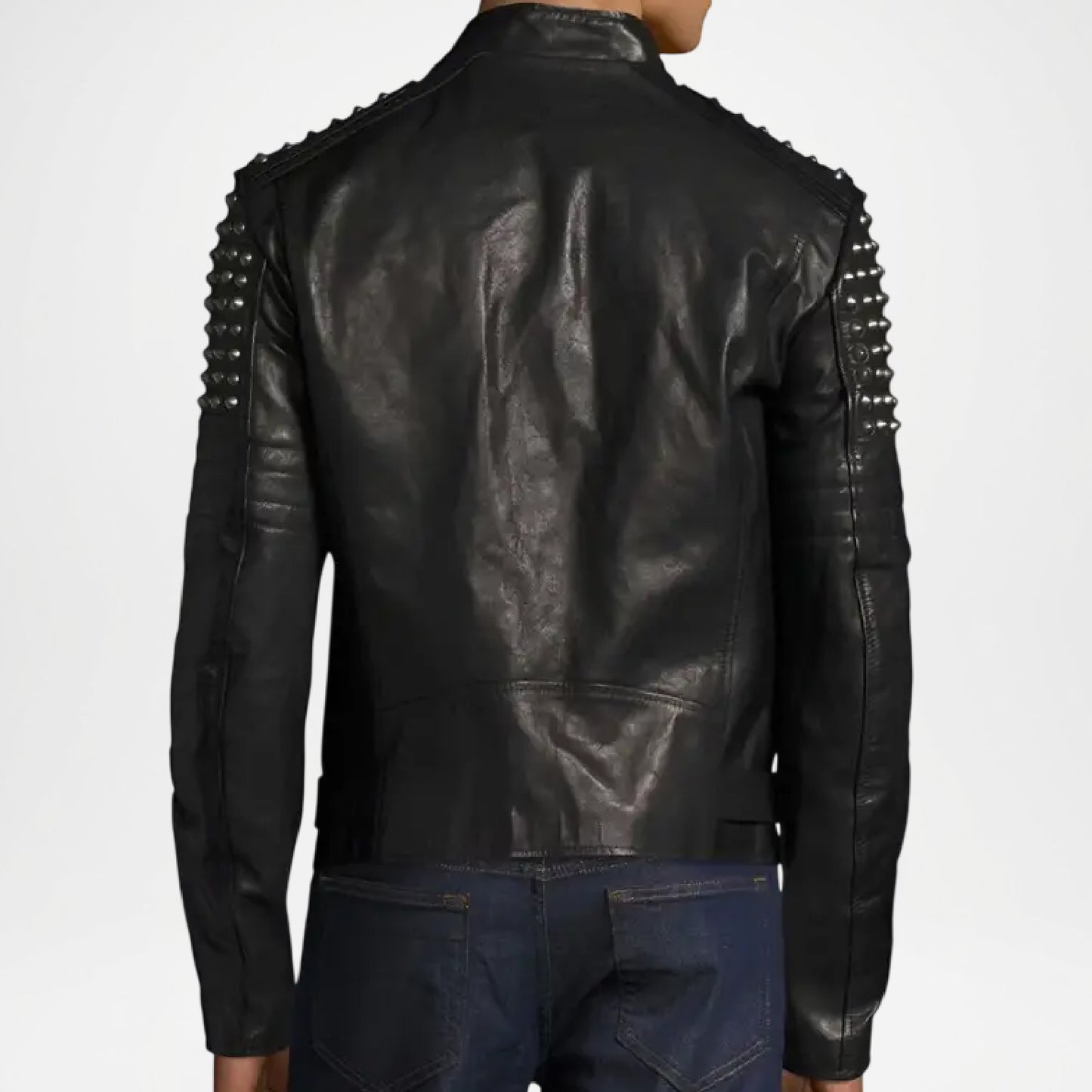 Leather Biker Jacket Mens Black Genuine Classic