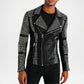 Black Studded Leather Jacket for Men