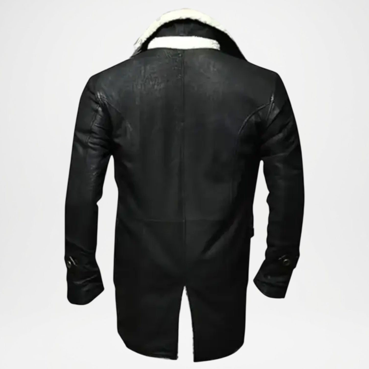 Black Shearling Leather Coat for Men
