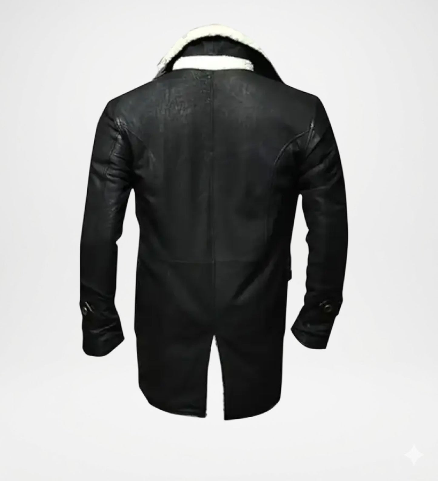Black Shearling Leather Coat for Men