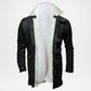 Black Shearling Leather Coat for Men