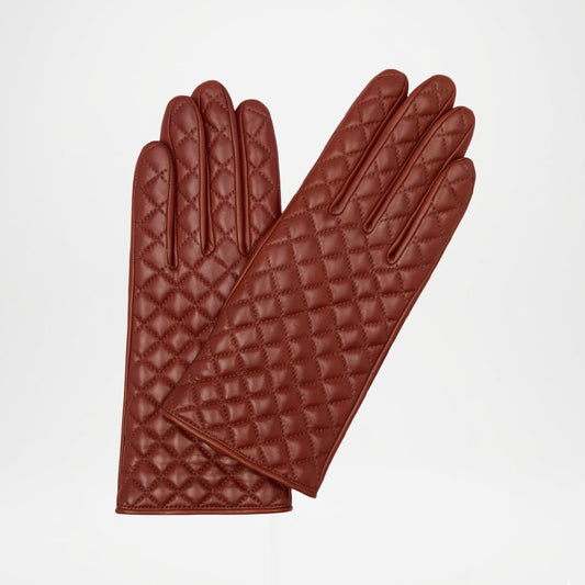 Emilia Brown Italian Lambskin Leather Gloves with Cashmere Lining