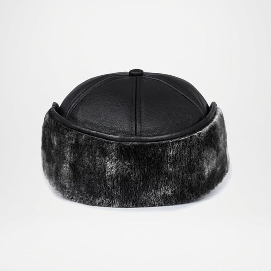 Men’s Leather Baseball Cap with Lined Earflaps