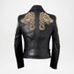 Gold Embroidered Biker Jacket for Women