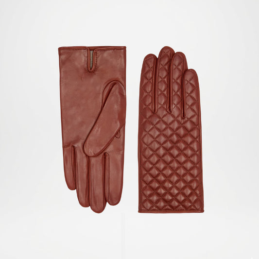 Emilia Brown Italian Lambskin Leather Gloves with Cashmere Lining