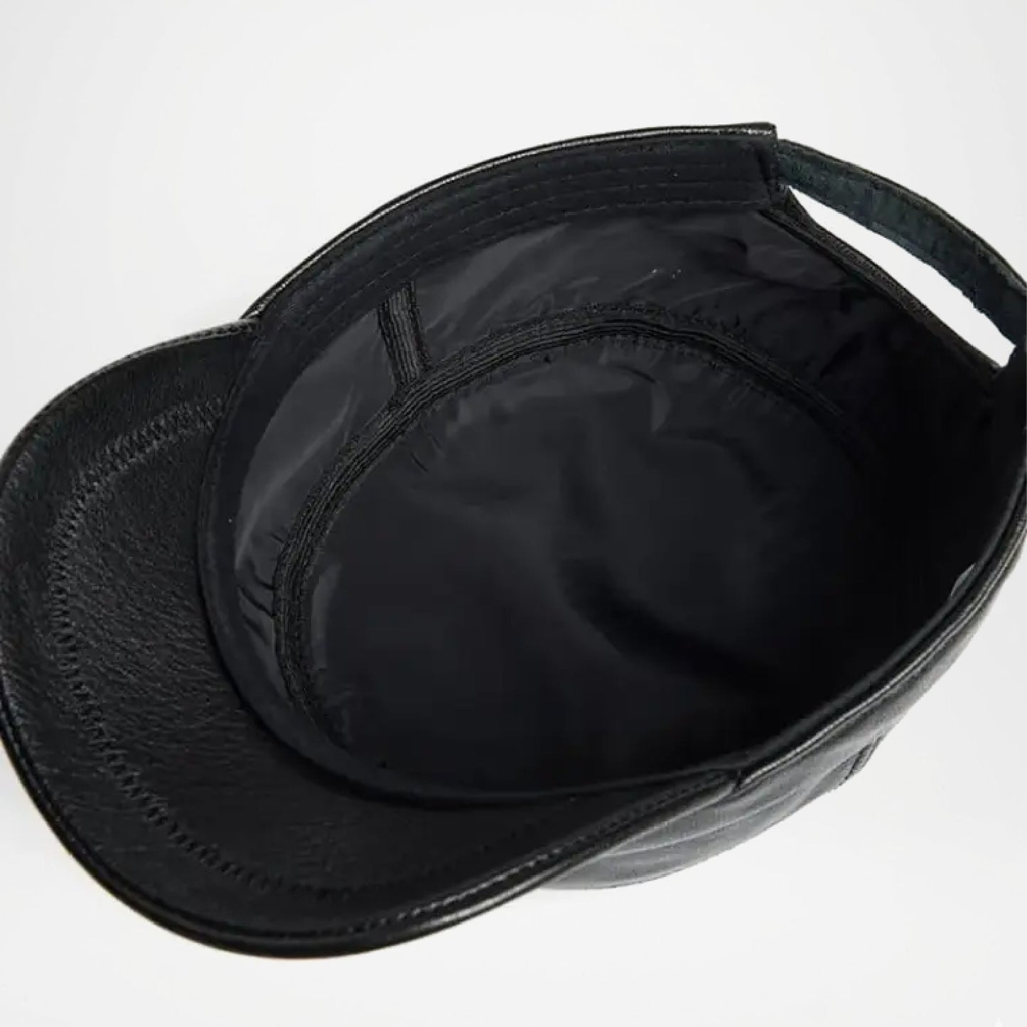 Plain Genuine Cowhide Leather Army Cap for Men