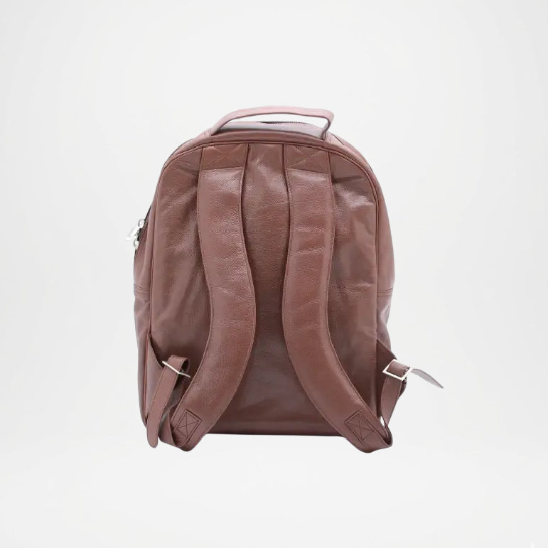 Trio Brown Leather Laptop Backpack for Men