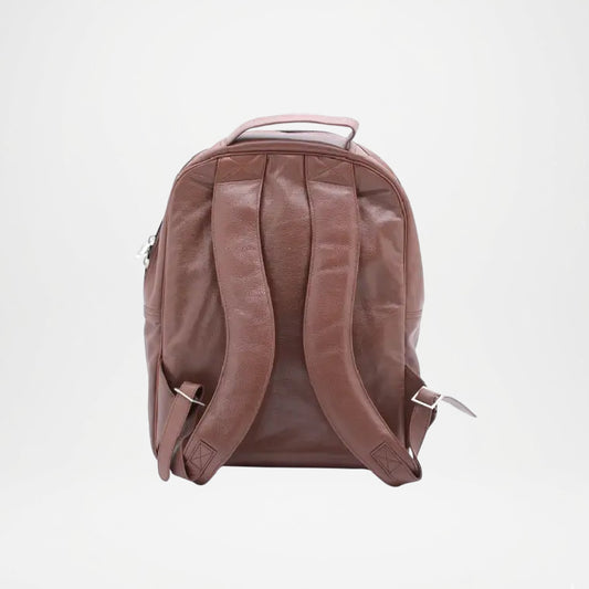 Trio Brown Leather Laptop Backpack for Men
