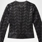 Black Leather Leaf Applique Jacket for Women