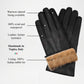Francesca Black Italian Lambskin Leather Gloves with Rabbit Fur Lining