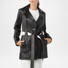 Women’s Black Leather Trench Coat
