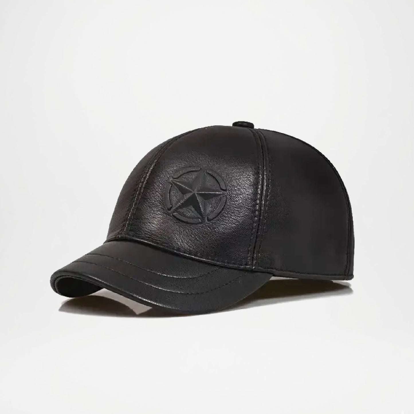 Plain Genuine Cowhide Leather Baseball Cap for Men