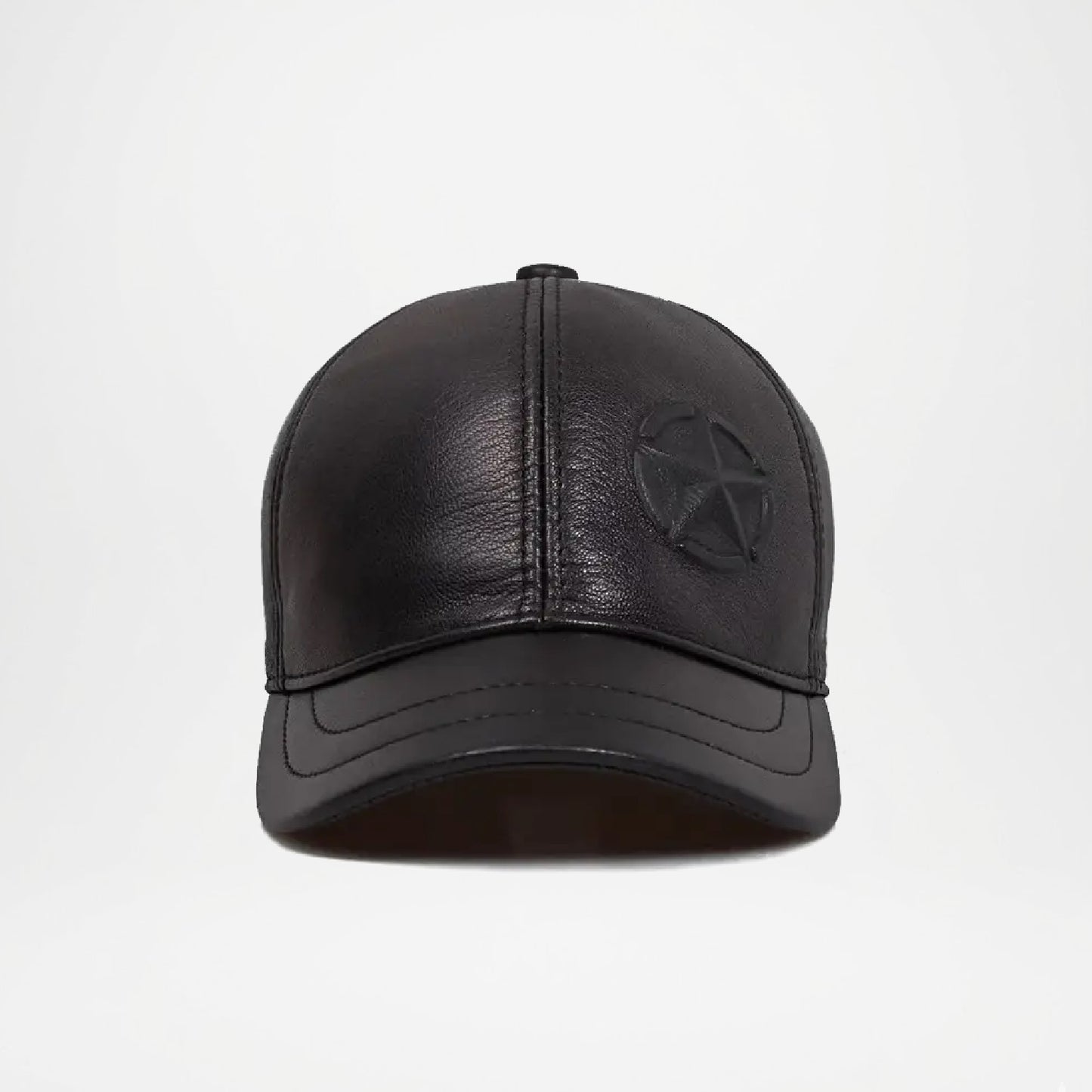 Plain Genuine Cowhide Leather Baseball Cap for Men
