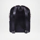Black backpack with floral pattern on a white background