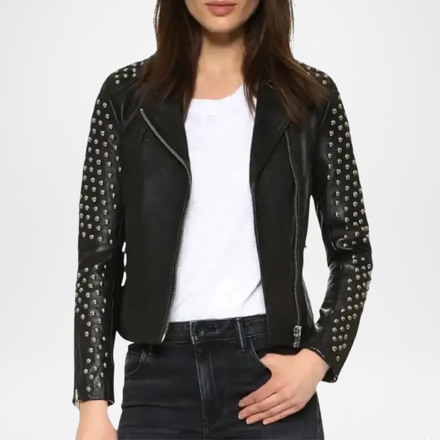 Sleek Diana Women’s Black Leather Biker Jacket