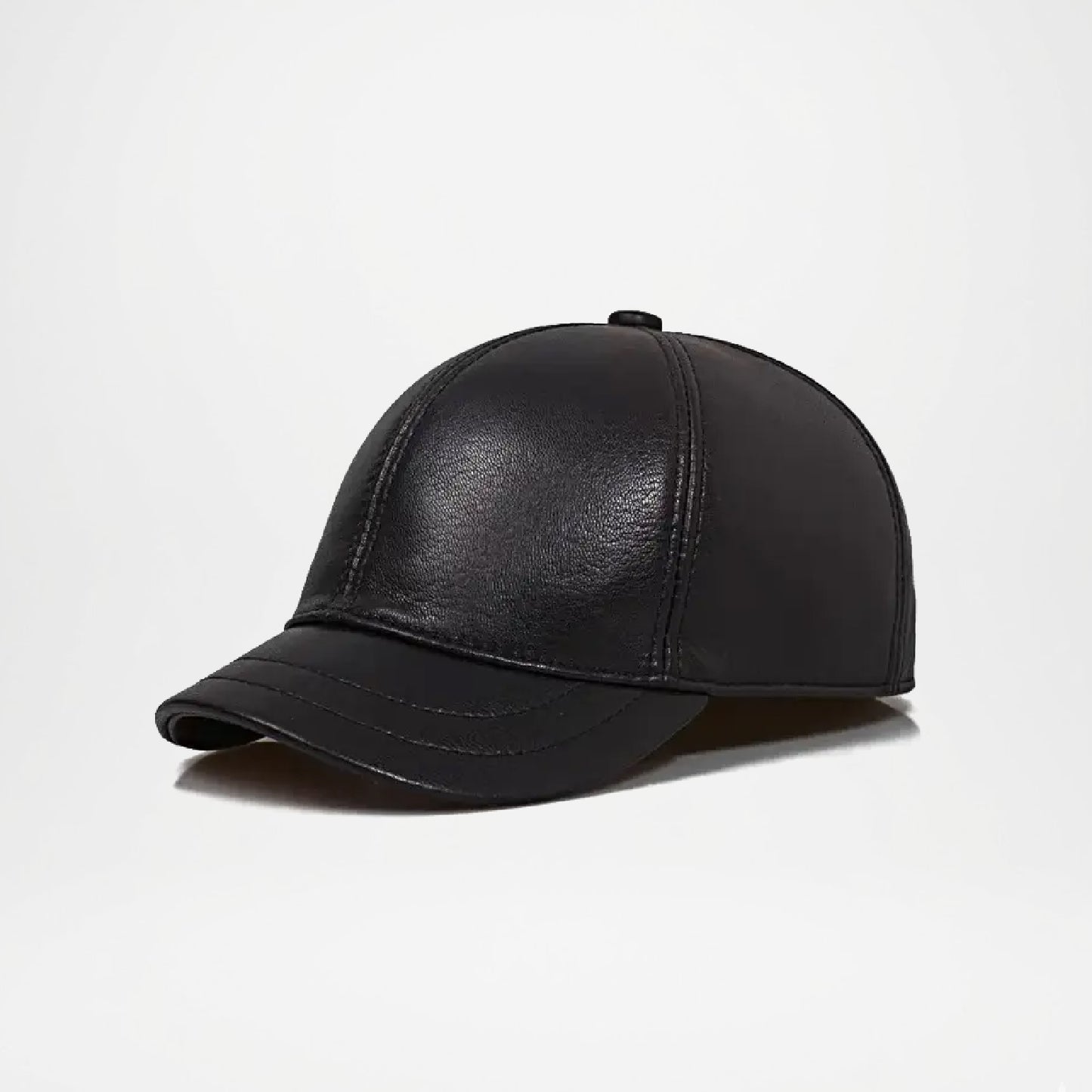 Plain Genuine Cowhide Leather Baseball Cap for Men