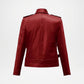 Red leather jacket on a white background back view