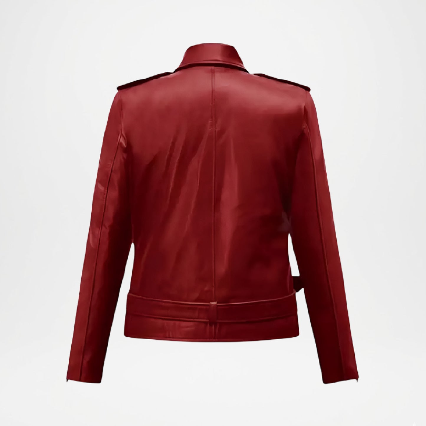 Red leather jacket on a white background back view
