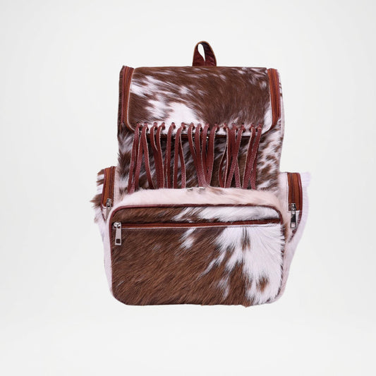 Boho Leather Backpack for Women Cowhide Design Bag