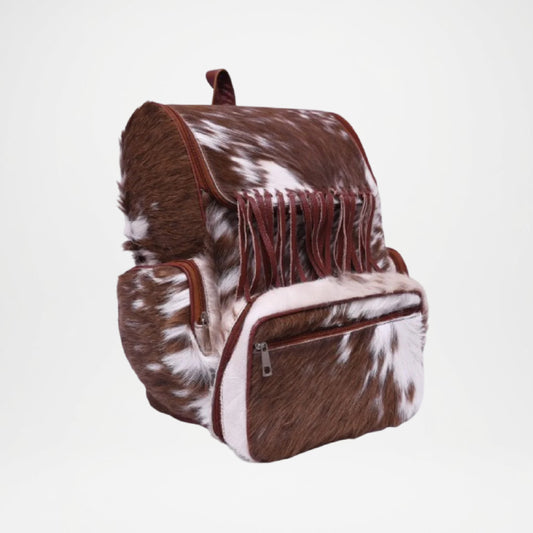 Boho Leather Backpack for Women Cowhide Design Bag