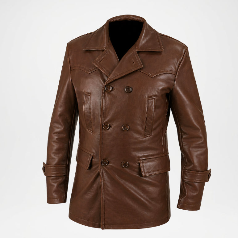 Men’s Brown Vintage Distressed Leather Coat