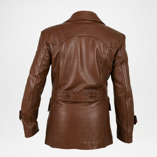 Men’s Brown Vintage Distressed Leather Coat